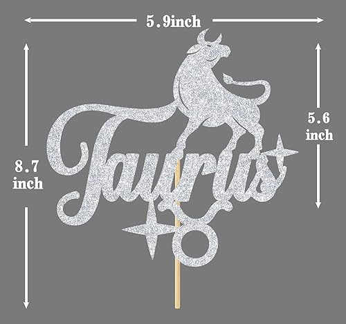 Miniatura 2 de Decoración de pastel de Tauro con purpurina plateada, decoración de pastel de energía de Big Tauro, 12 constelaciones, suministros de decoración de