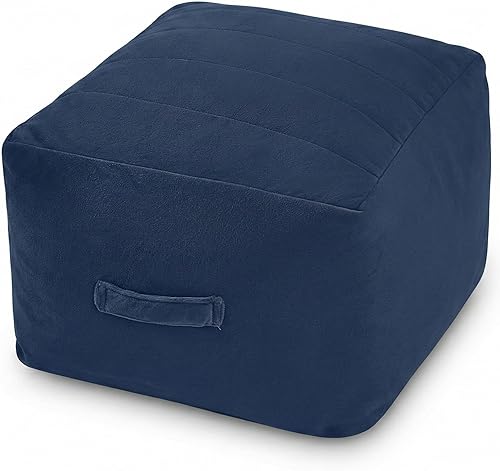 Miniatura 19 de MeMoreCool Puf Otomano Redondo Relleno Reposapiés, Puf de Piso Taburete con Relleno de Trozos de Espuma Suave, Otomano Redondo Pequeño Taburete