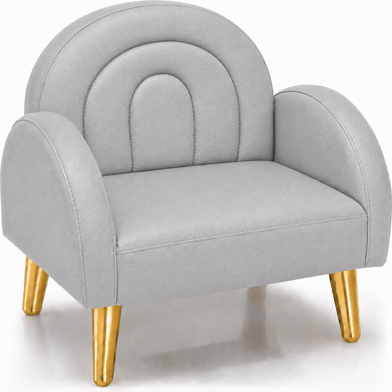 Nutech Decor Kids Leather Chair for Toddlers, Premium Upholstered Baby Sofa Chair with Gold Metal Legs, Soft Cushioned Armchair for Nursery, Reading, Study & Playroom (Grey)-image-15