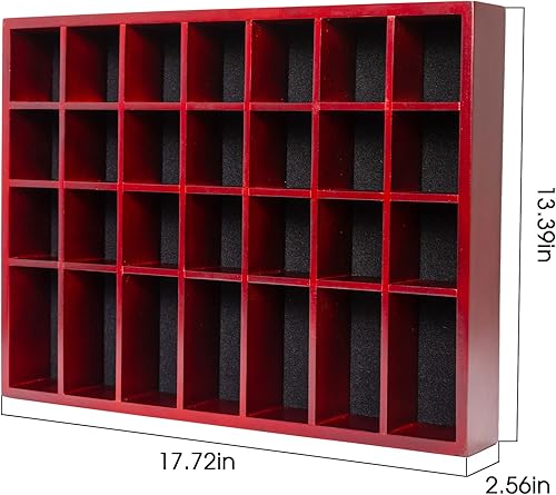 Miniatura 12 de Vitrina negra de 18 x 13 pulgadas, madera maciza montada en la pared, 28 ranuras, estante pequeño para gabinete Curio (sin puerta)