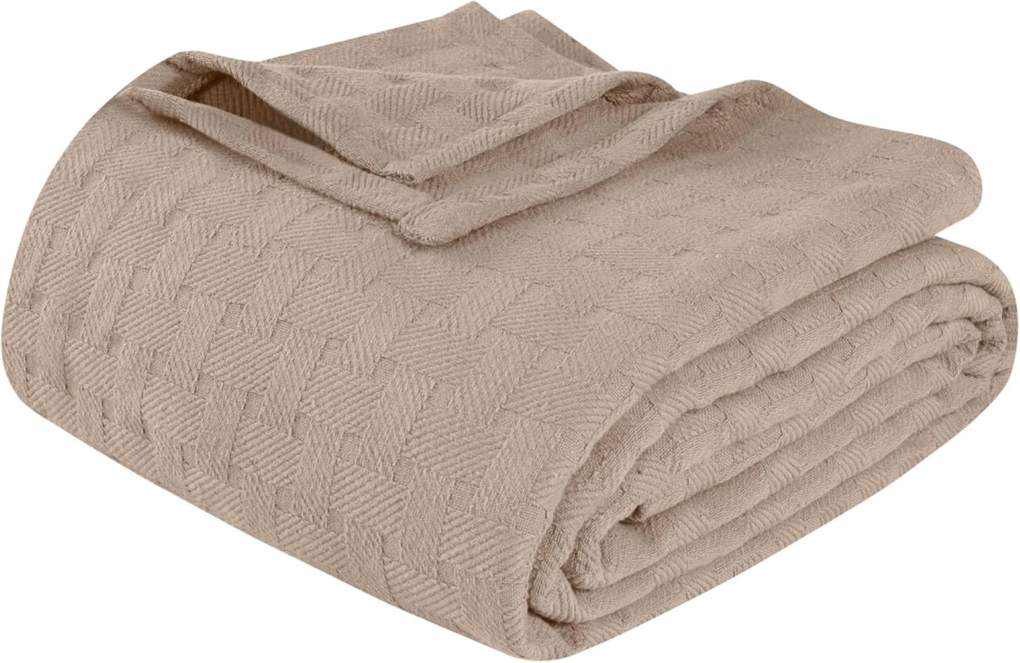 Superior Coperta in 100% cotone per tutte le stagioni, design intrecciato a cesto, morbida e confortevole, per letto, camera da letto, divano, per rilassarsi, moderna, bohémien, coperta ponderata