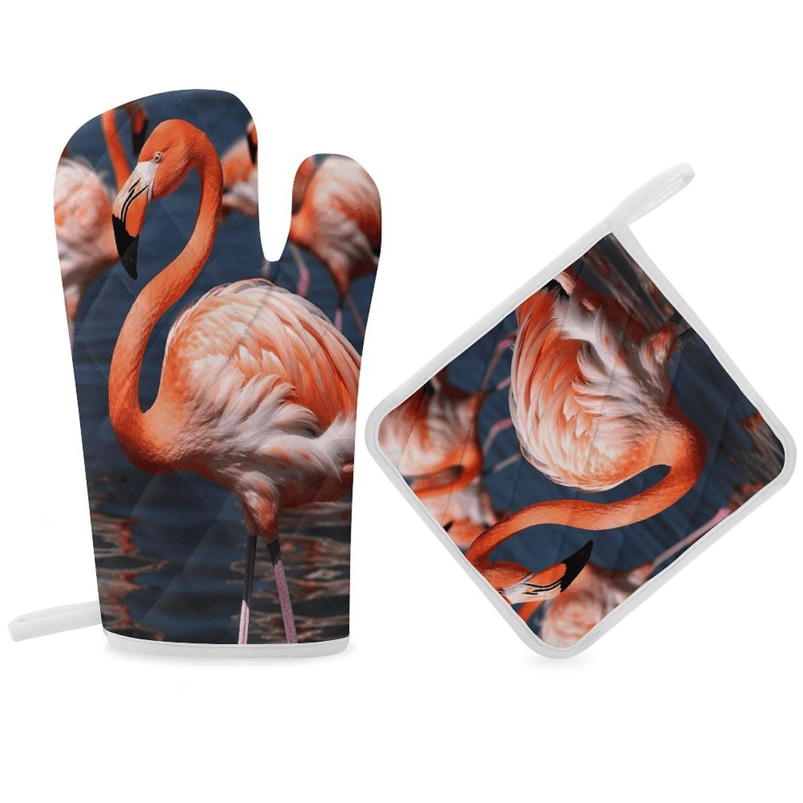 Fodpand Women's Style Flamingo3 Oven Mitts And Pot Holders Sets,Oven Gloves For Kitchen Oven Mitts And Potholders For Baking Cooking Grilling Apartment Essentials