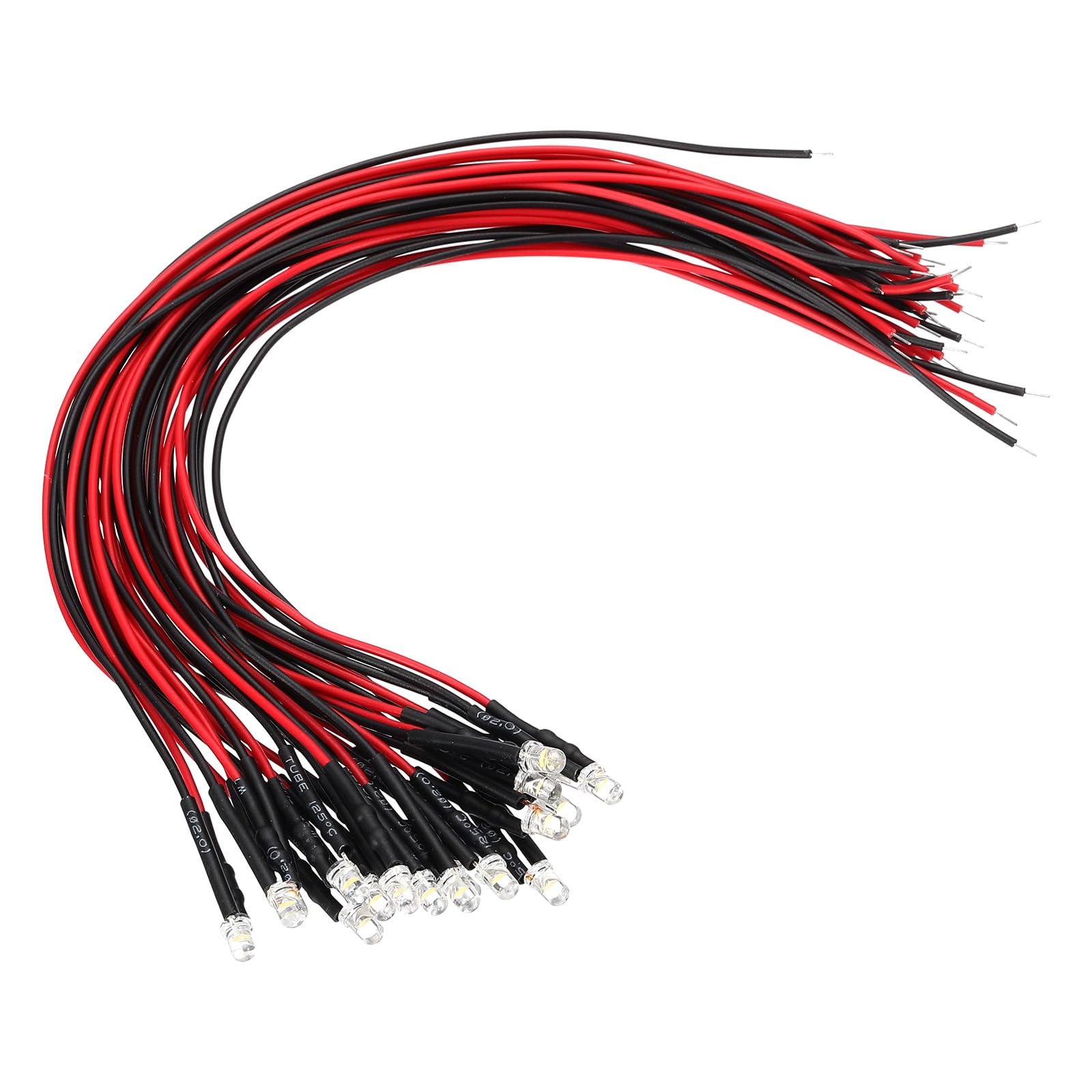VIAPUICE 20 Pcs 3mm Pre-Wired Small Emitting LED Lights Width 12V Light,Orange High Brightness LED Diode Light for DIY Electronics Experiments, Indicator Lights, PCB Circuits