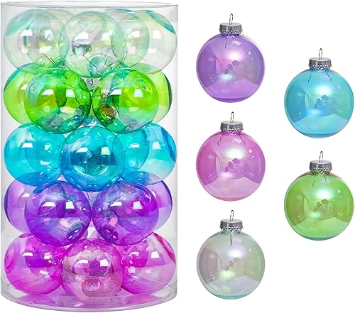 MOONET 25 bolas de decoración de Navidad de 2.64 pulgadas, inastillables, de colores, transparentes, para festivales, bodas, hogar, fiestas,