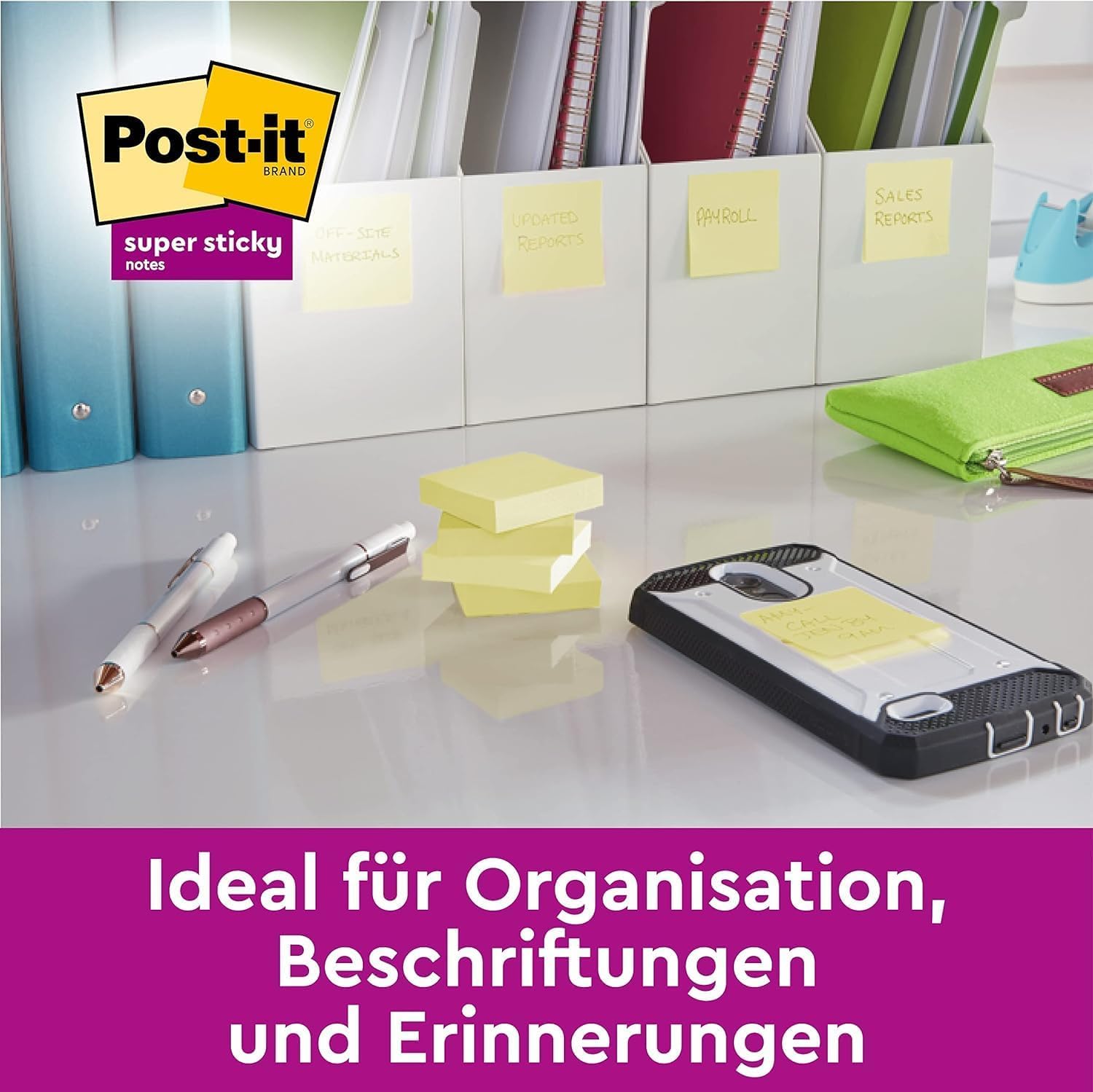 Post-it Super Sticky Notes, 24 Blöcke (2160 Blatt), 127 mm x 76 mm, Gelb
