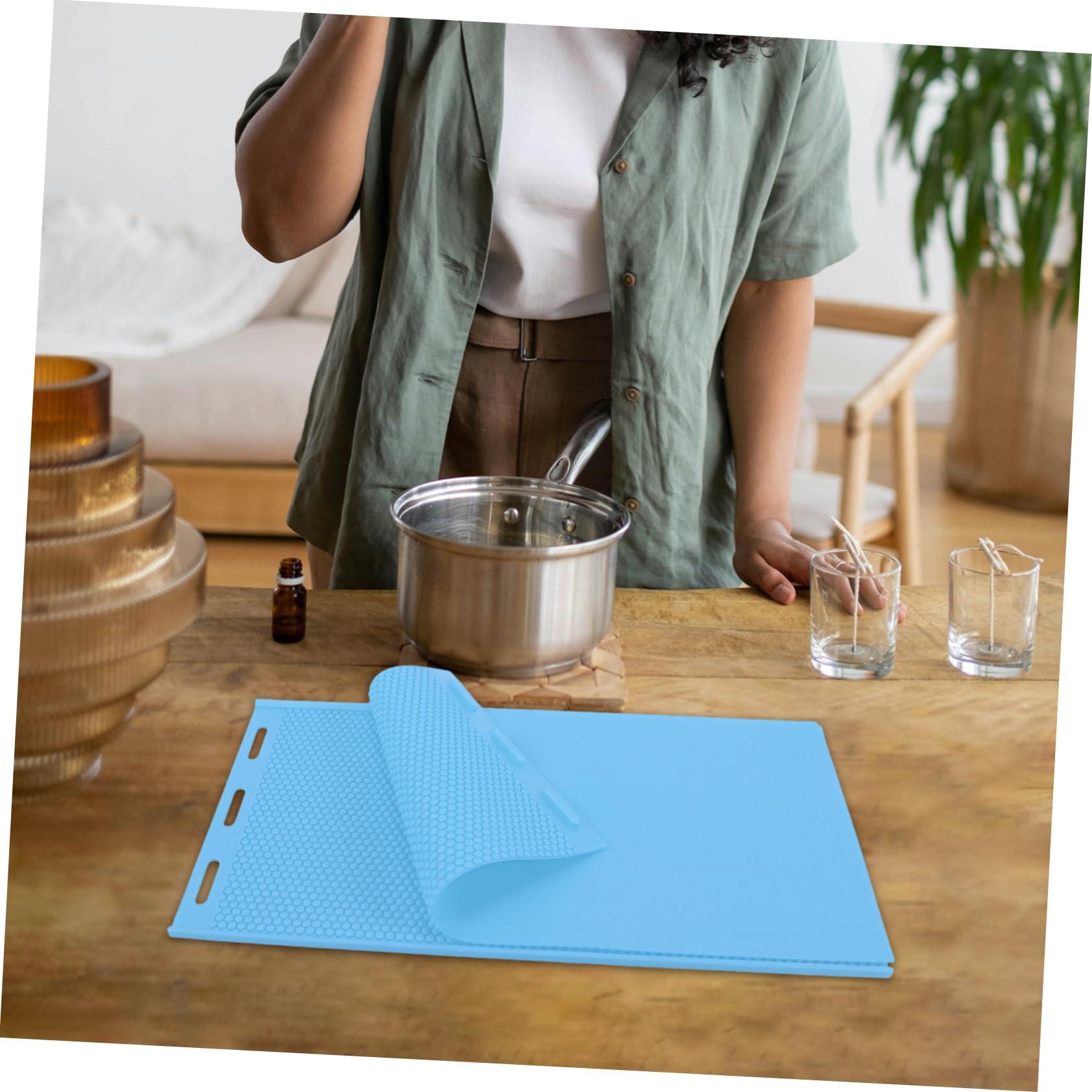 Stampo in Silicone per Fogli di Cera d Api, Riutilizzabile e Facile da Usare, per Apicoltura e Creazione di Candele, Blu