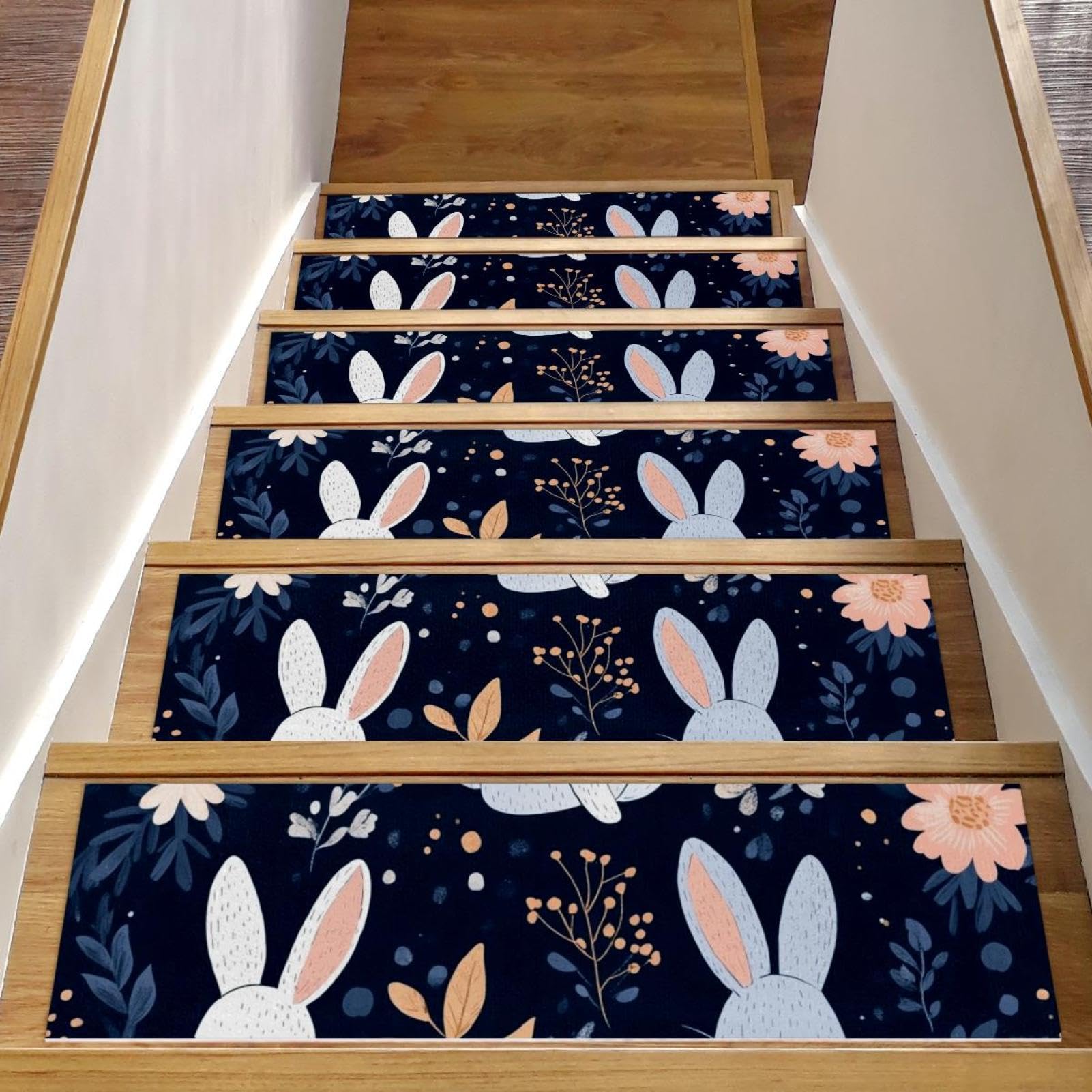 Alfombras para escaleras CHENZZZZ de 30x8 pulgadas antideslizantes para peldaños de madera en interiores