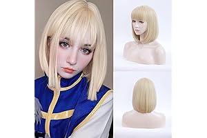 Blonde Wigs with Bangs: Bob Wig for Women, Cosplay Hairpiece