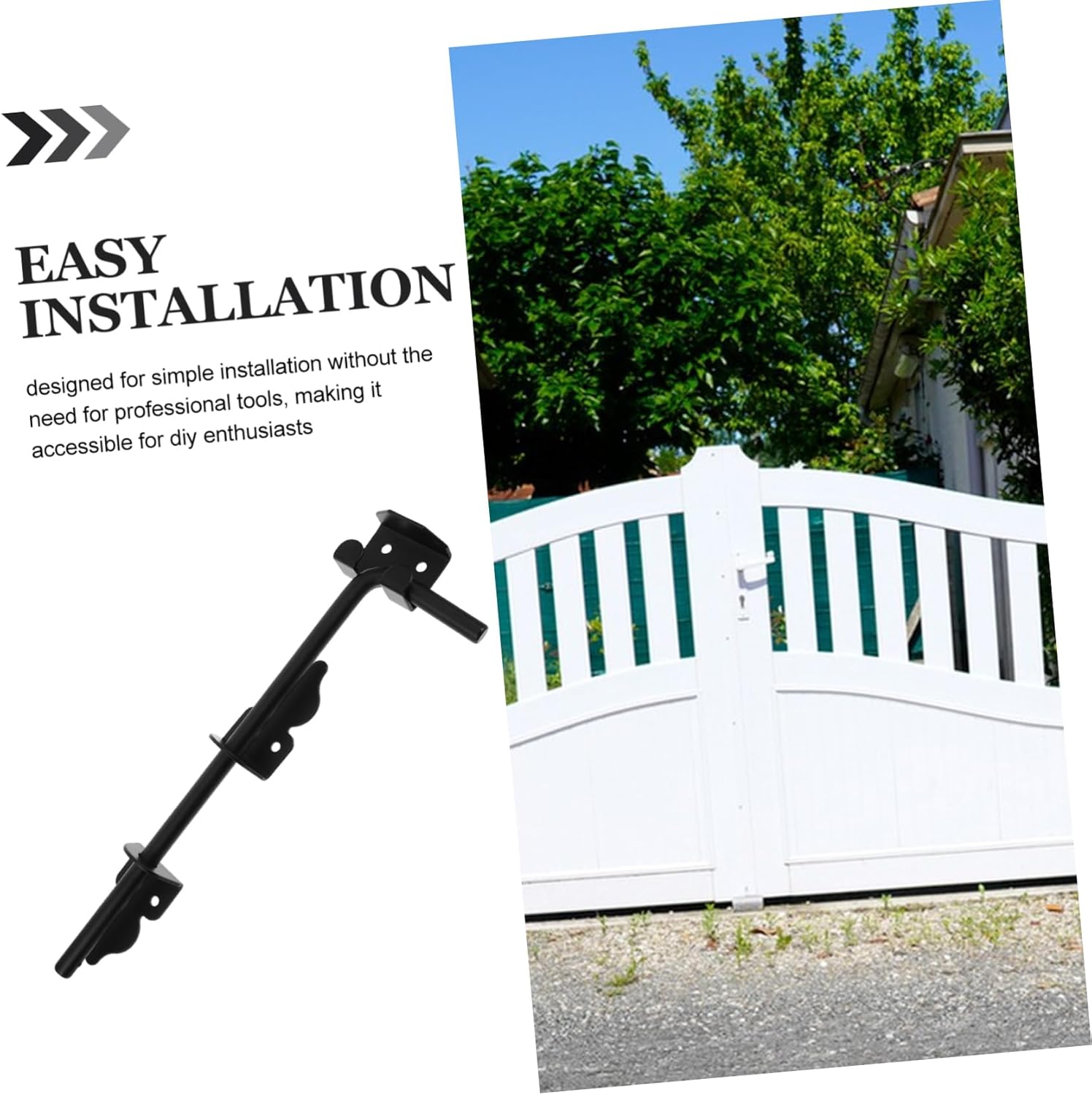 Wooden Fence Gate Kit Heavy Duty Chain Link Gate Latch Sliding Door Lock Bar for Outdoor Security