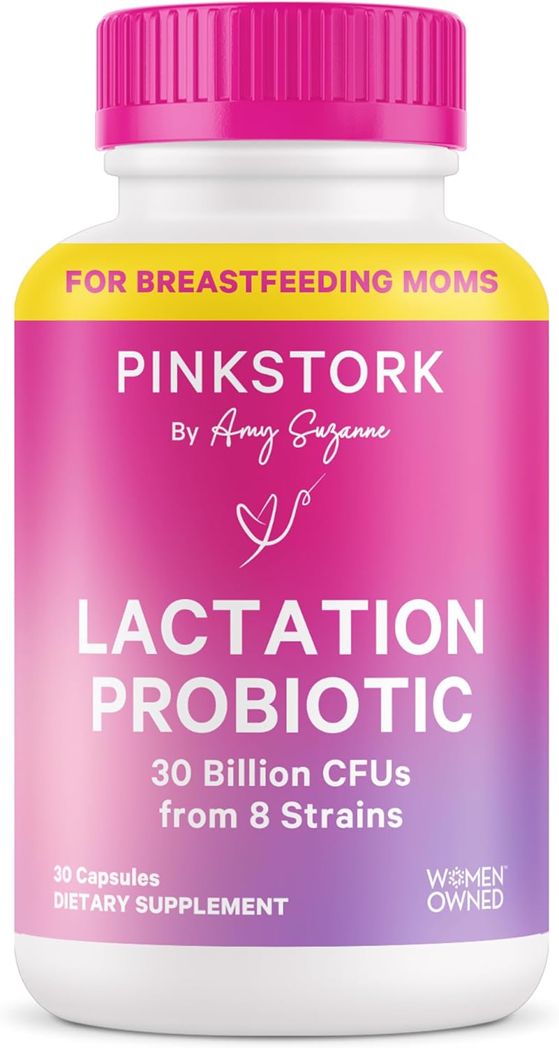 Pink Stork Lactation Probiotic – 30 Billion CFUs Multi Strain Postnatal Probiotics for Breastfeeding Women – Support Breast Milk & Gut Health, Postpartum Essentials, 30 Capsules