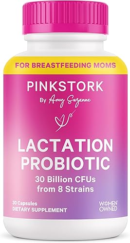 Pink Stork Probiótico de lactancia total probióticos para mujeres suplementos de lactancia para aumentar la leche materna lactancia 10 mil millones