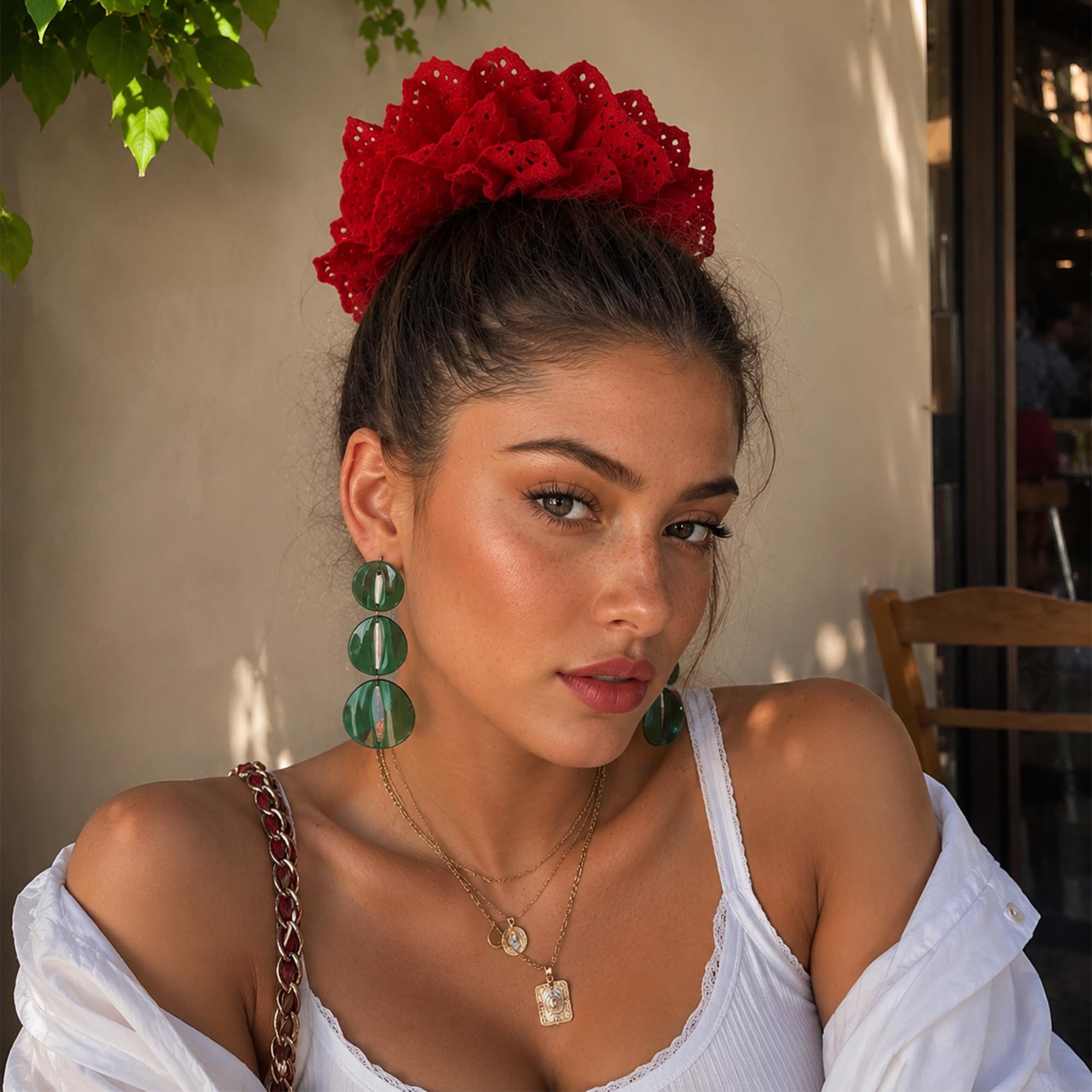 Red Juliette Jumbo Scrunchie – Preorder Bloom Double Layer Scrunchie Red Plaid – THOC Collective main image 4