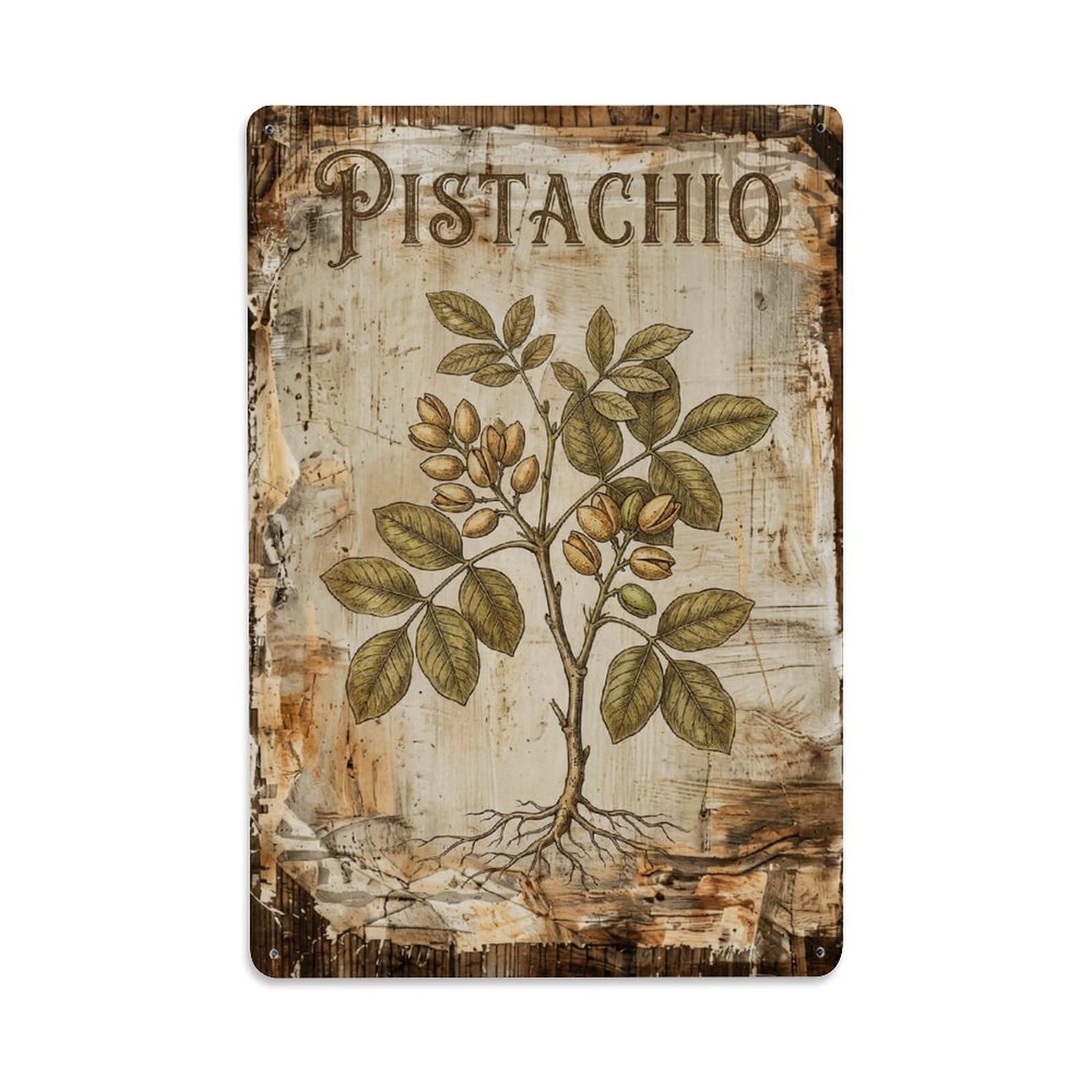 Pistachio Tree Nut 1 Vintage Metal Tin Sign Plaque Wall Decor for Cafe, Club, Garden Metal Poster 8x12Inch