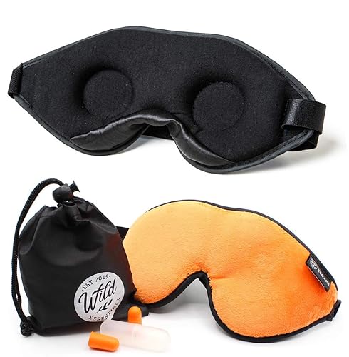 Wild Essentials Escape - Kit de máscara de dormir 3D de felpa, diseño de cavidades de ojos moldeadas para bloque de luz, contorneado, cojín de