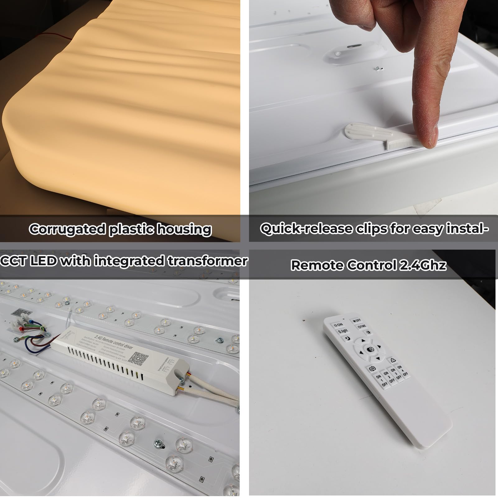 Alpinaluz Plafón LED Rectangular 90W 94×64 cm – Diseño Ondulado Moderno “WAVE”, Luz Regulable por Mando 2.4G, CCT 3000K/4000K/6000K – Iluminación Interior para Salón, Dormitorio y Comedor
