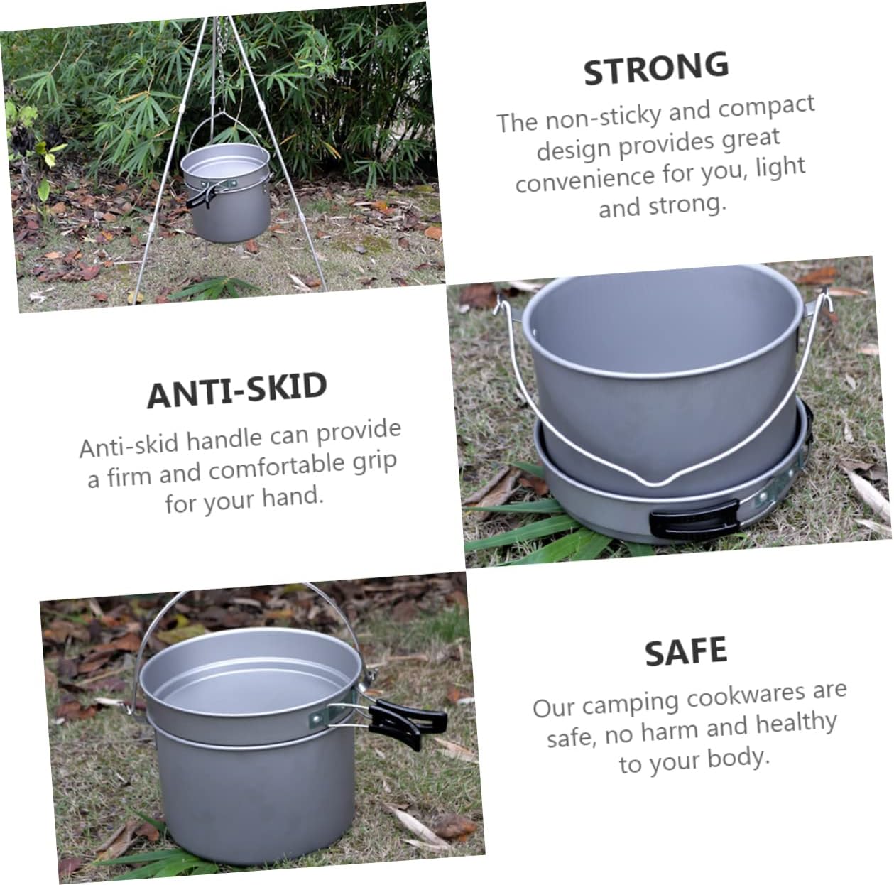 1set Portable Outdoor Camping Cookware for People Lightweight Non-stick Cooking Pots and Pans for Hiking Backpacking and Picnics