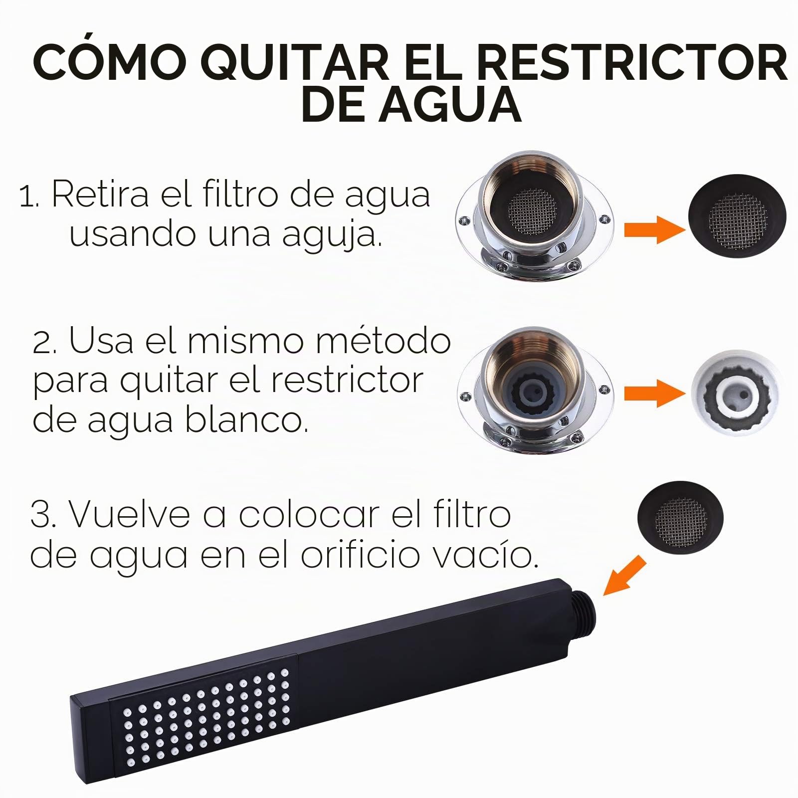 KES Alcachofa Ducha con Manguera y Soporte, Conjunto de Cabezal Ducha de Mano, Negro Mate, LP135-BK