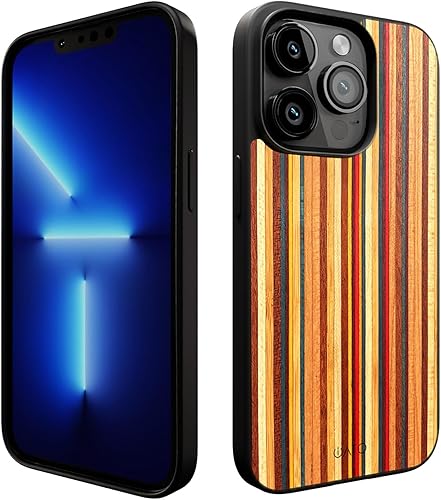 iATO Funda para iPhone 13 Pro Max cubierta de madera natural premium, protección de grado militar, ultrafina, compatible con MagSafe, ecológica