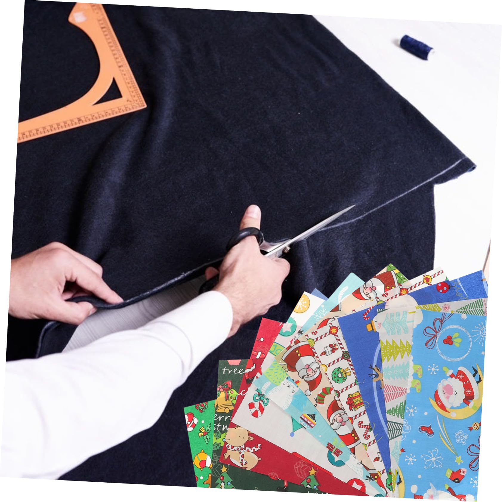 10 Hojas Tela de Algodón Navideña Floral Patchwork para Manualidades DIY Costura Diseño Aleatorio