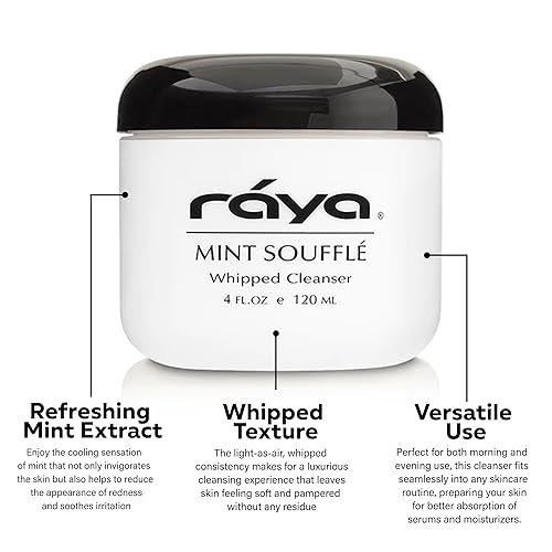 Miniatura 3 de Raya Mint Soufflé Limpiador facial (102) - Lavado facial para pieles sensibles, piel mixta y aceitosa, limpia los poros, fórmula sensible, menta, 4