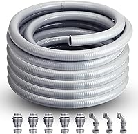 AISIMEE 3/4 Inch Liquid Tight Flexible Conduit 100FT Kit - Non-Metallic PVC with 5 Straight & 3 90° Connectors