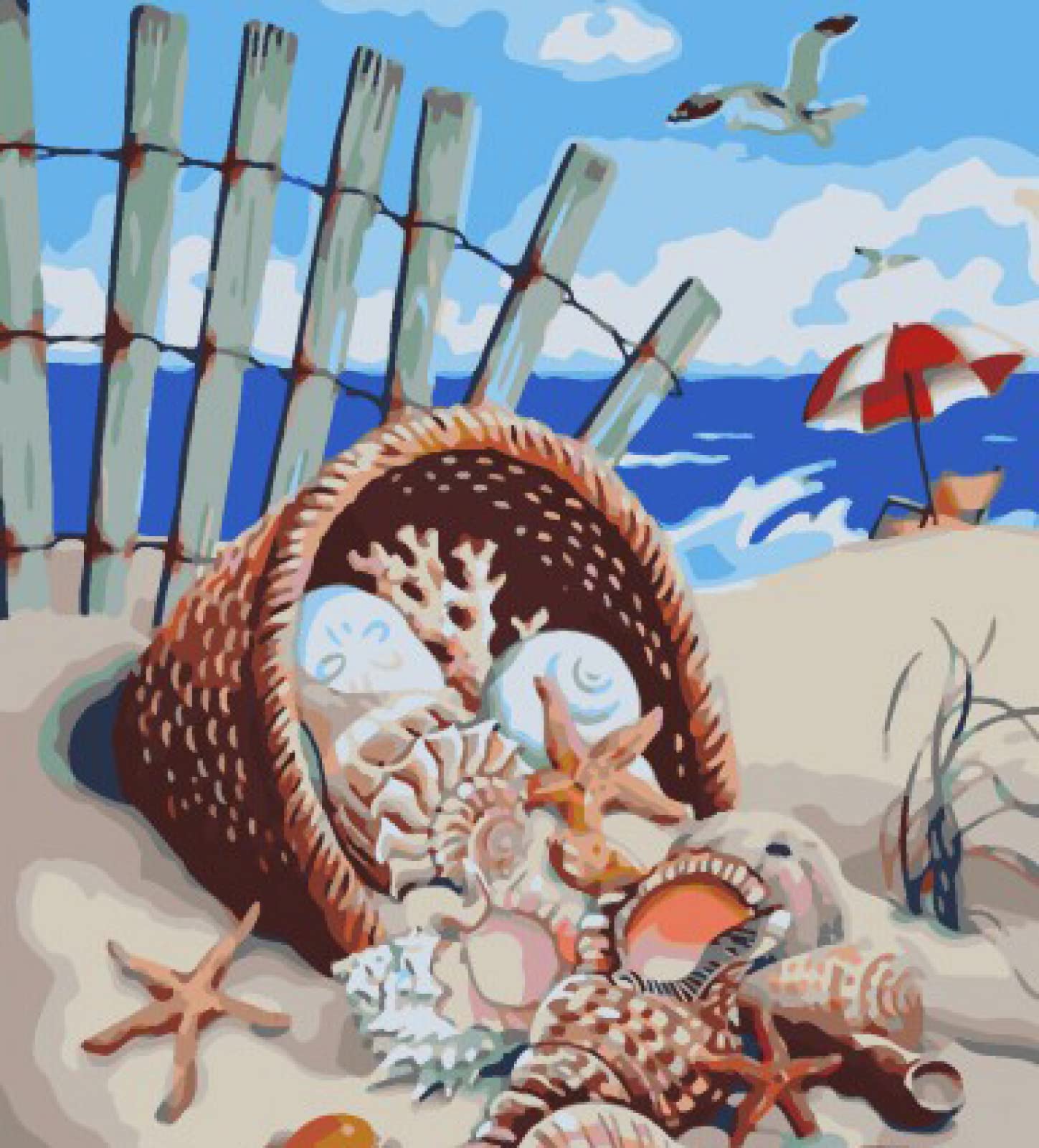 Diamond Painting,5D Pittura Diamante Fai da Te,Conchiglie da spiaggia Kit Pittura Numeri,Passatempo per Adulti kit Punto Croce,Mosaico Ricamo Strass Immagine Artigianale Cucito Decor Casa 40x80cm