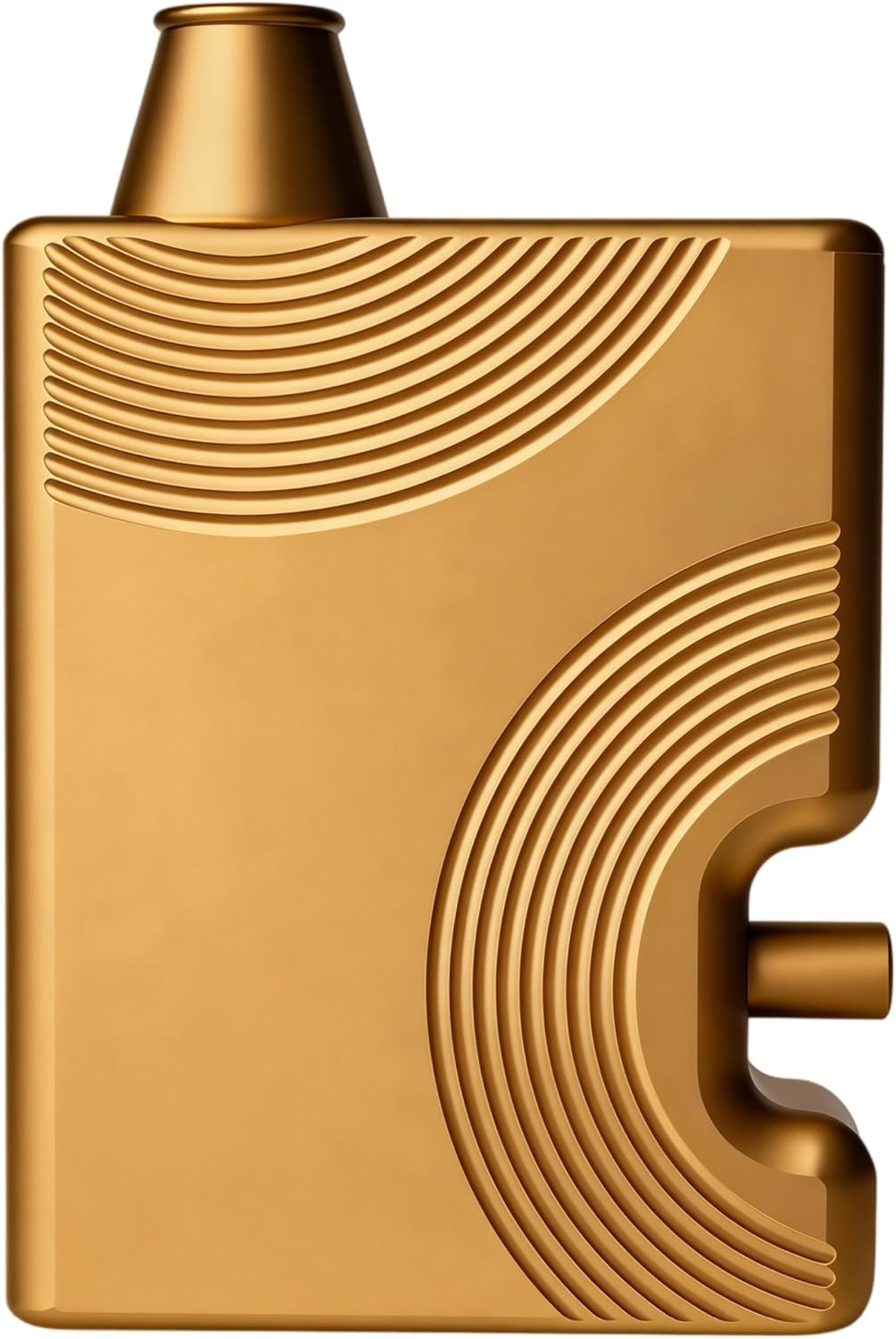 OakMsOik No-Twist One-Button Snuff Dispenser， Vape Style Powder Holder Featuring Magnetic Quick-Fill Door & Smooth-Flow Outlet， Discreet Travel Spice Shaker with Wave Pattern (Matte Gold)