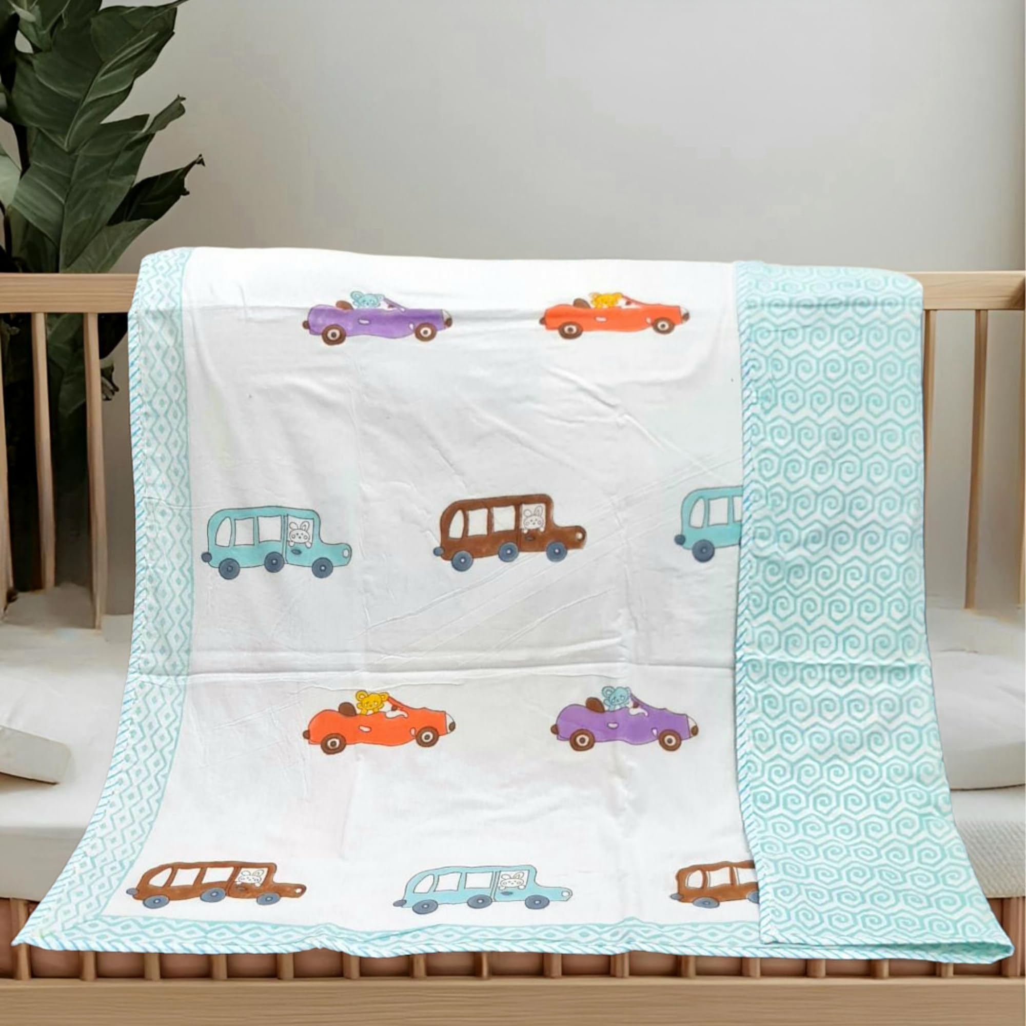 100% Mulmul Cotton Reversible Kids Dohar, Soft & Lightweight - 110 X 160 CM TB-KDJP-007-image-7