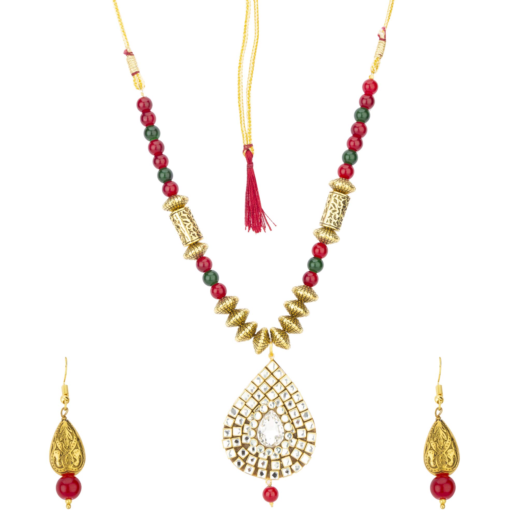 Jewels Galaxy Contemporary Kundan & Beads Gold Plated Necklace Set for Women/Girls (CT-NCK-44139) (B085HGX8H2) Amazon Price History, Amazon Price Tracker