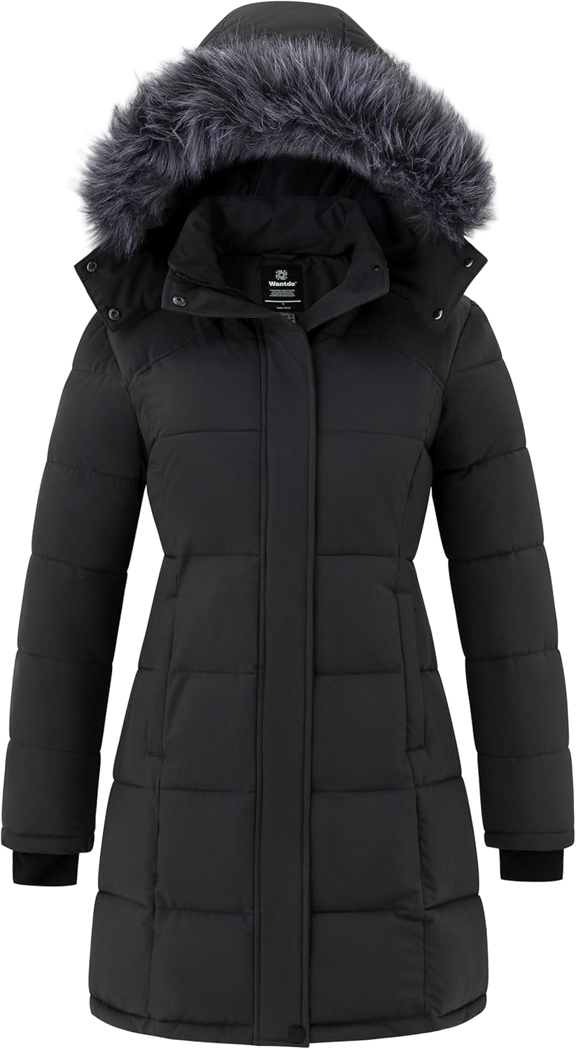 Winter Jacket Women Wantdo Women's Long Puffer Coat Mid-length