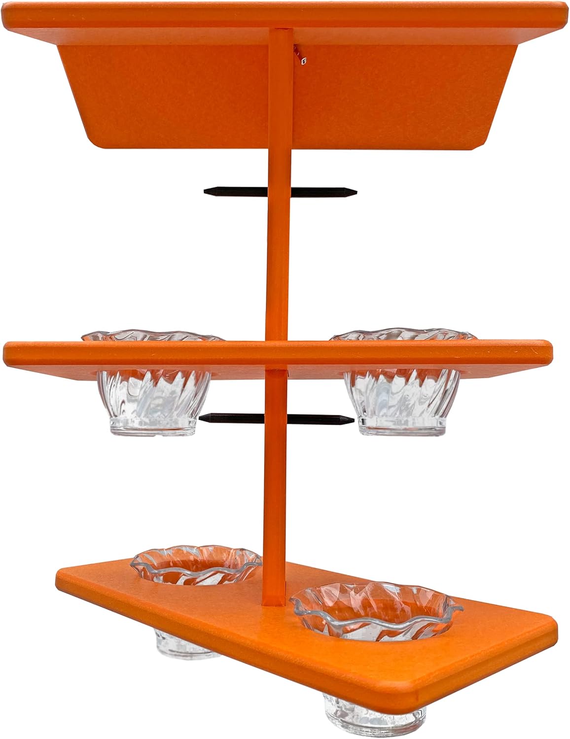 DutchCrafters Plastic Poly Double Platform Hanging Oriole Bird Feeder with Fruit Slice Holders & Nectar Cups, Jelly Bird Feeders for Outside - Amish Made in USA (Double, Bright Orange)