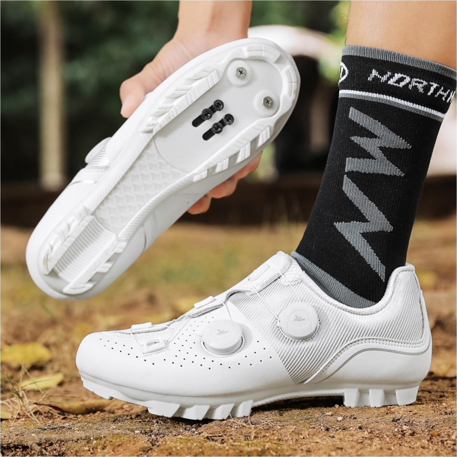 Mountainbike Schuhe Herren Damen, Kompatibel mit Shimano SPD 2-Bolts Pedals Anti-Skid Atmungsaktiv Fahrrad Spin MTBschuhe Radsportschuhe