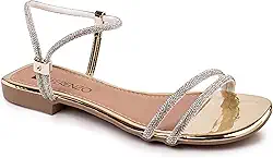 Sandália Feminina Rasteira com Tiras Brilhantes, Rasteirinha, Bronze, Ouro, Preto, Elegante, Leve Confortável