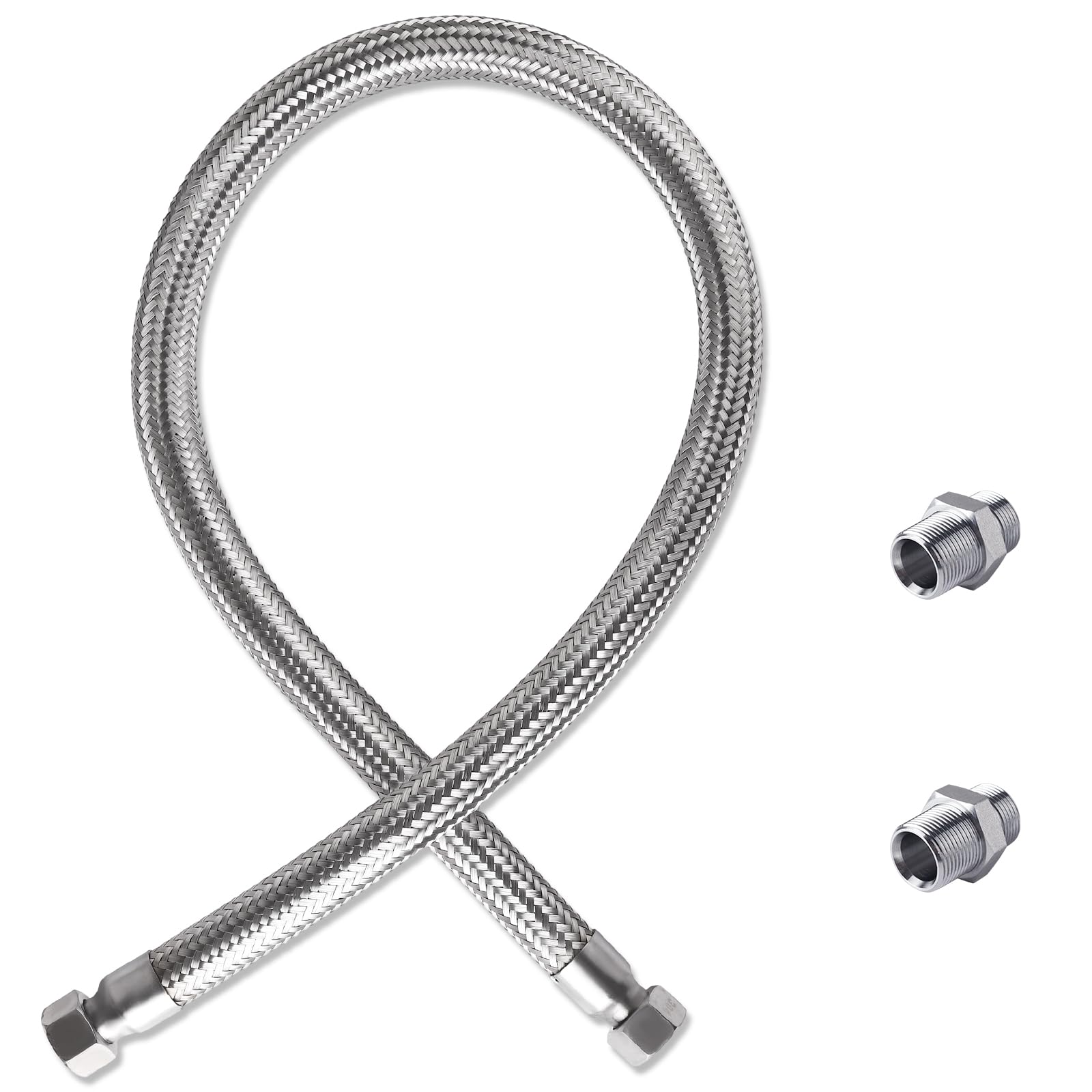 Industrial Compressor Jumper Hose - 1/2" NPT Male X 48" Length, 750°F & 450 PSI Rated