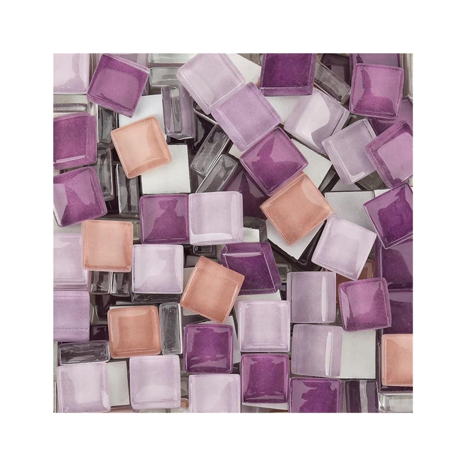 Vaeltor Purple Mix 300G Glass Mosaic Tiles 1Cm Square Colorful Craft For Kids Diy Art Supplies