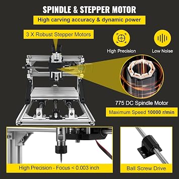 Trimming Machine Wood 3 Axis CNC 1610 Router Engraver Kit GRBL Control Engraving Milling Cutter Machine for DIY Woodworking PCBs PVC Woods Good Heat Dissipation