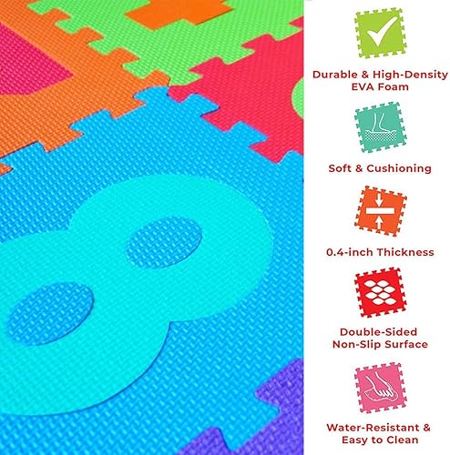 Miniatura 6 de Rompecabezas de espuma para niños, tapete de juego entrelazado de EVA con alfabeto y números (tamaño pequeño, 4.7 x 4.7 pulgadas, alfabeto, 36