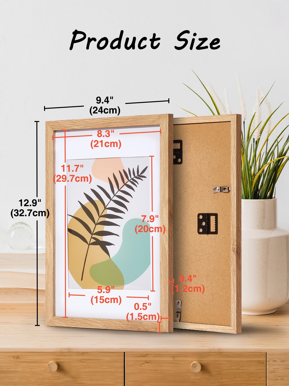 HOUSE DAY A4 Photo Frames, 1pcs Picture Frames for Wall Mount, Wedding Photo Frame with Safe Perspex Front, A4 Wooden Frame for Family Photos, Certificate or Poster 29.7x21cm - Image 3