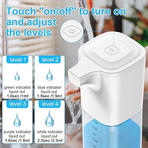 Miniatura 2 de Dispensador automático de jabón líquido, dispensador de jabón para platos sin contacto de 18.6 onzas  18.6 fl oz, carga USB-C, dispensador de jabón