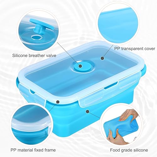 Miniatura 2 de Hushee Paquete de 24 recipientes plegables de silicona de 27 onzas para almacenamiento de alimentos, recipientes rectangulares plegables con tapas,