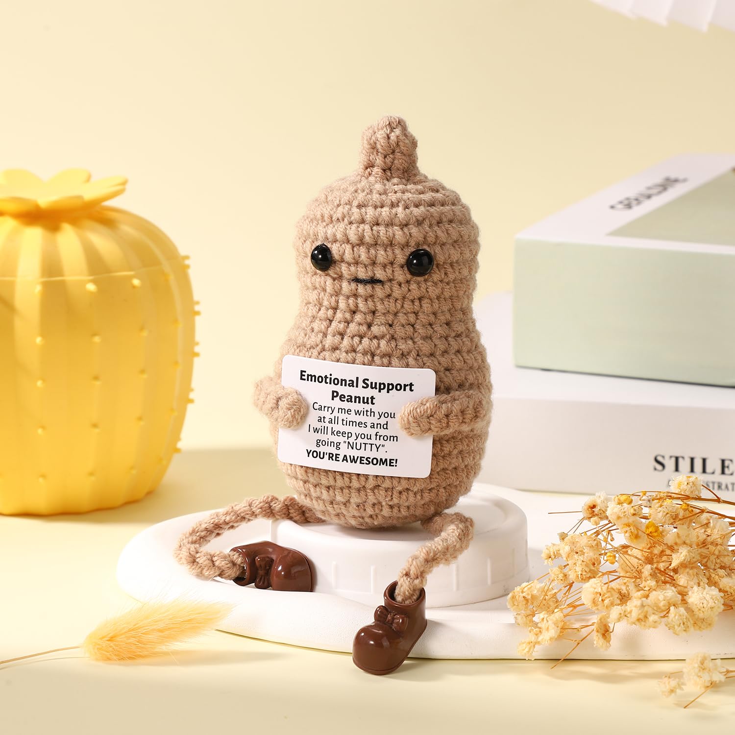 Cacahuète Positive Au Crochet - Poupée Mignonne En Laine Fait Main, Cadeau Égayant 11,5cm
