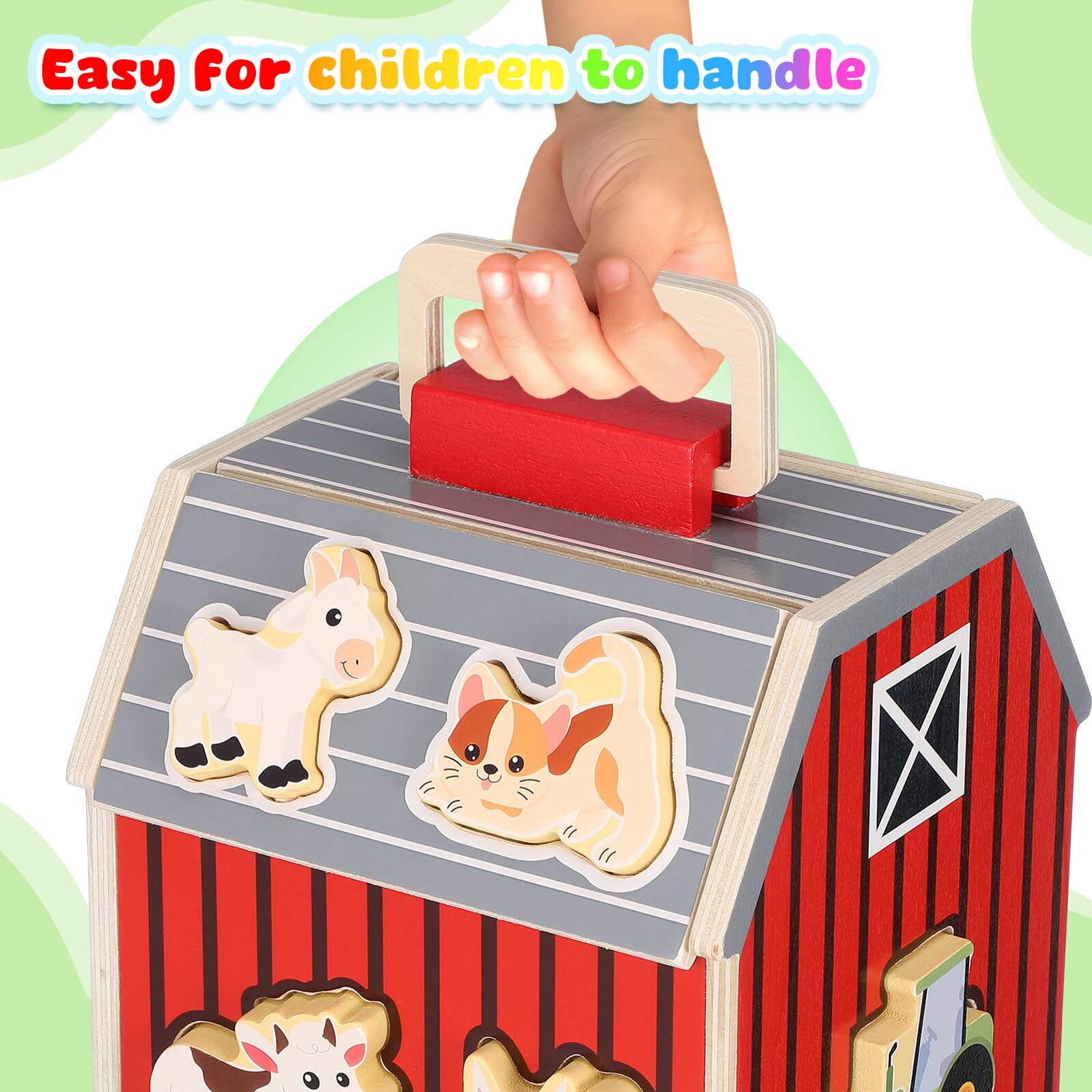 Hemobllo Set Gioco Fattoria Animali in Legno Montessori Stem | Attività Prescolare 2-5 Anni, per Interno, Ragazze e Ragazzi, Riconoscimento Colori