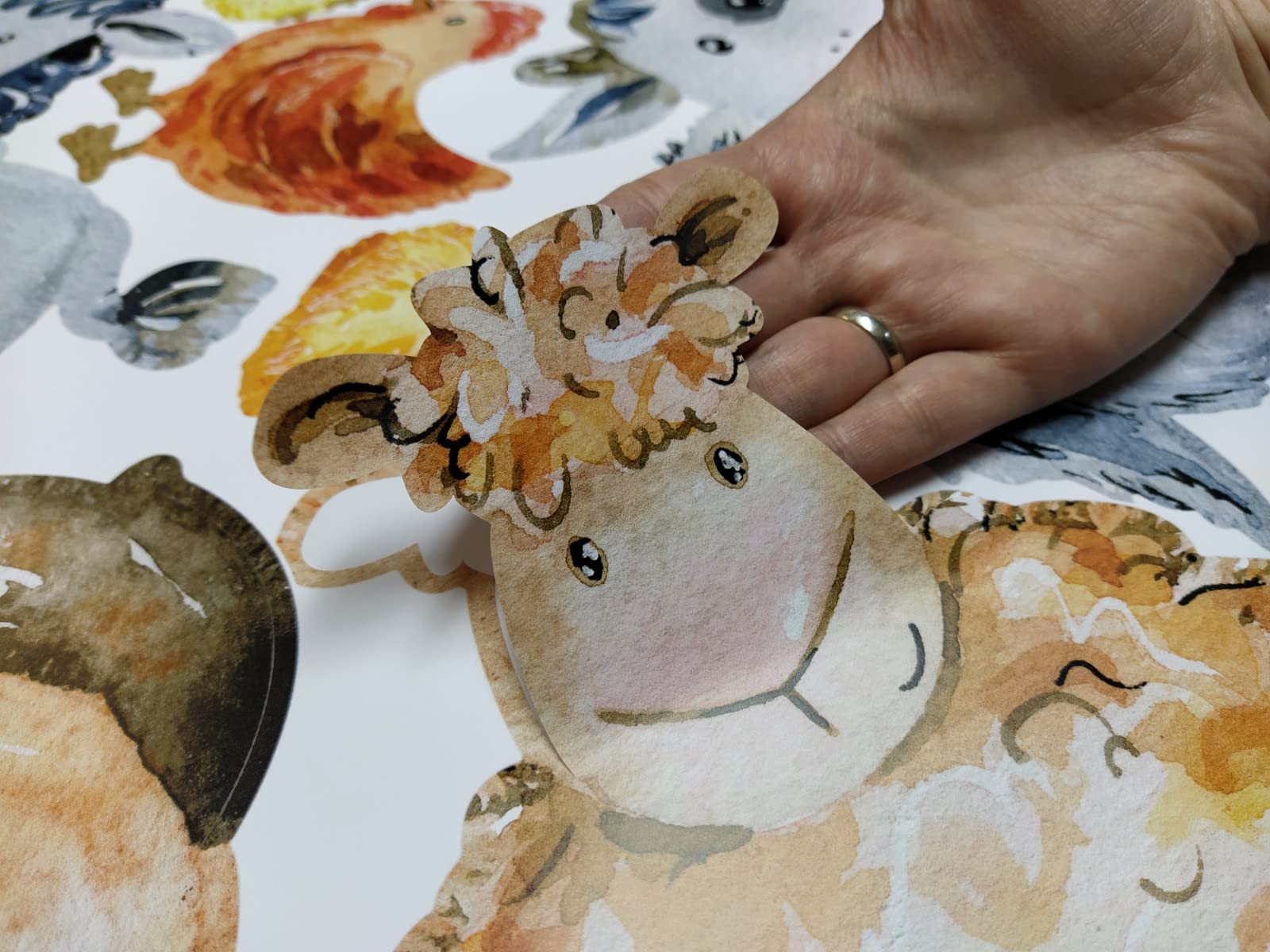 Adhesivo decorativo para pared infantil, diseño de animales de granja, vaca, oveja, gallina, juego (L)