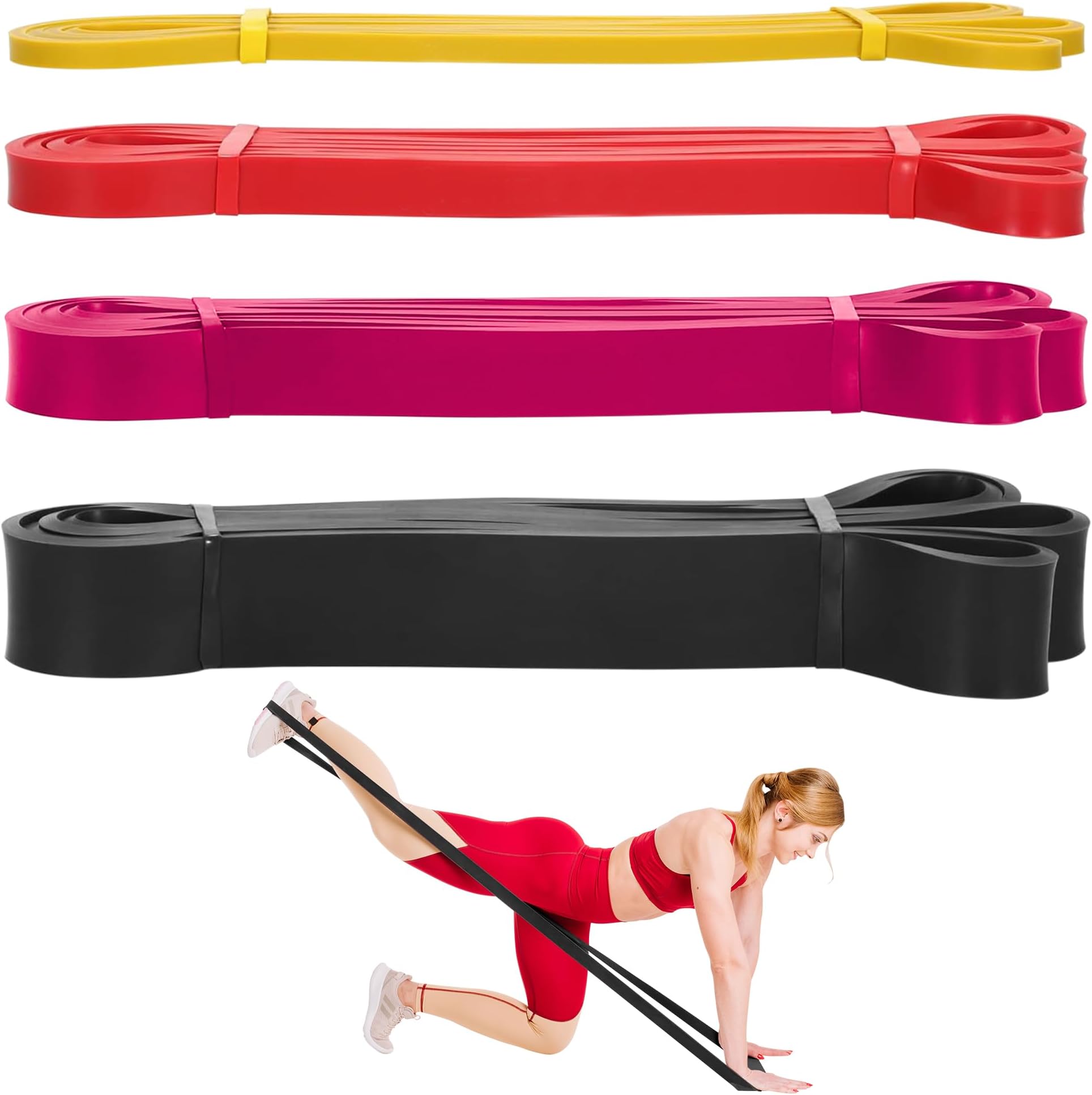 King Fitness Resistance Band for Workout, Heavy Duty Elastic Band for Pull Ups, Natural Latex Fitness Band for Exercise,Powerlifting, Muscle Toning, CrossFit, Yoga, Stretch Mobility