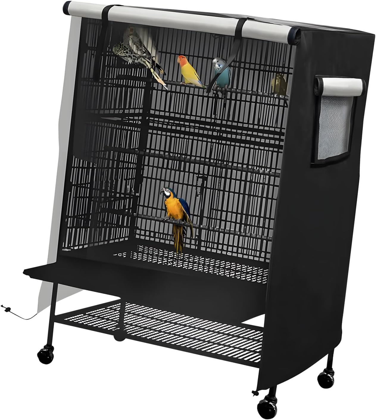 Outdoor Bird Cage Cover Sun Shade Dark Colored Drape for Animal Crates Distraction and Light Eliminators Adjustable Bird Cover