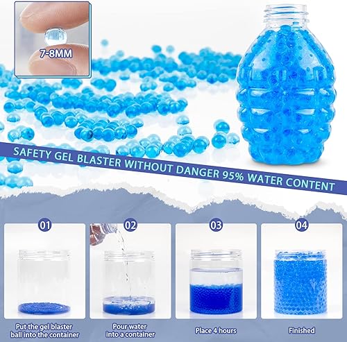 Miniatura 3 de Multford Gel Splatter Cool Ball Blaster M416 con gafas y más de 40000 cuentas de gel adecuadas para diversión en patio trasero y juegos de disparos