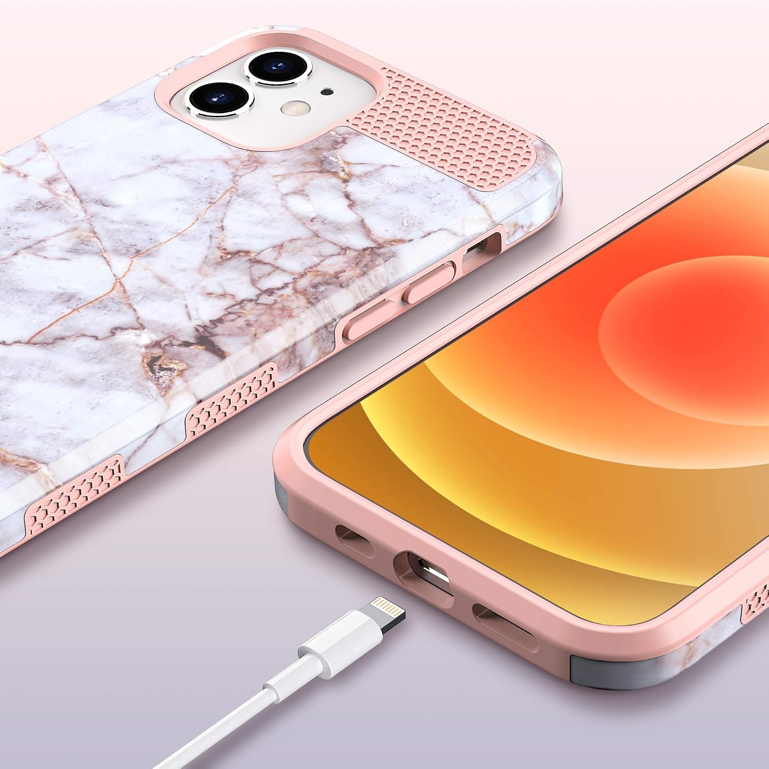 ULAK Desinged Case Compatible for iPhone 12/iPhone 12 Pro, Slim Stylish Protective Girls Women Phone Case Hybrid Shock Absorbent TPU Bumper for iPhone 12/12 Pro 6.1 inch, Crakle Marble