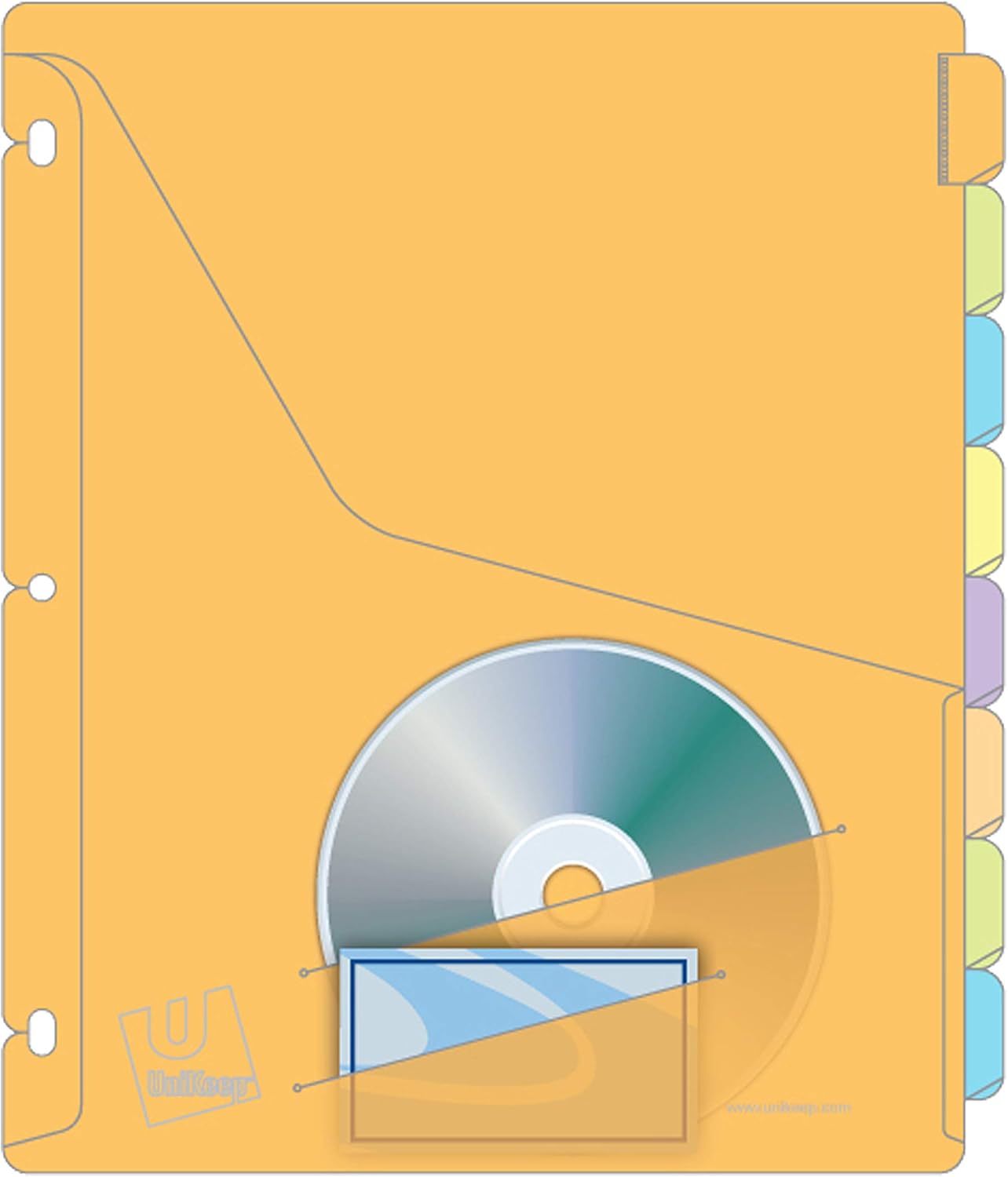 UniKeep Tabbed Binder Divider Pages with Pockets - Set of 24 Dividers in Assorted Colors