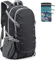 Mochila de caminhada de 40 L, leve, dobrável, para caminhada, com bolso molhado, impermeável, bolsa de acampamento de viagem para homens e mulheres