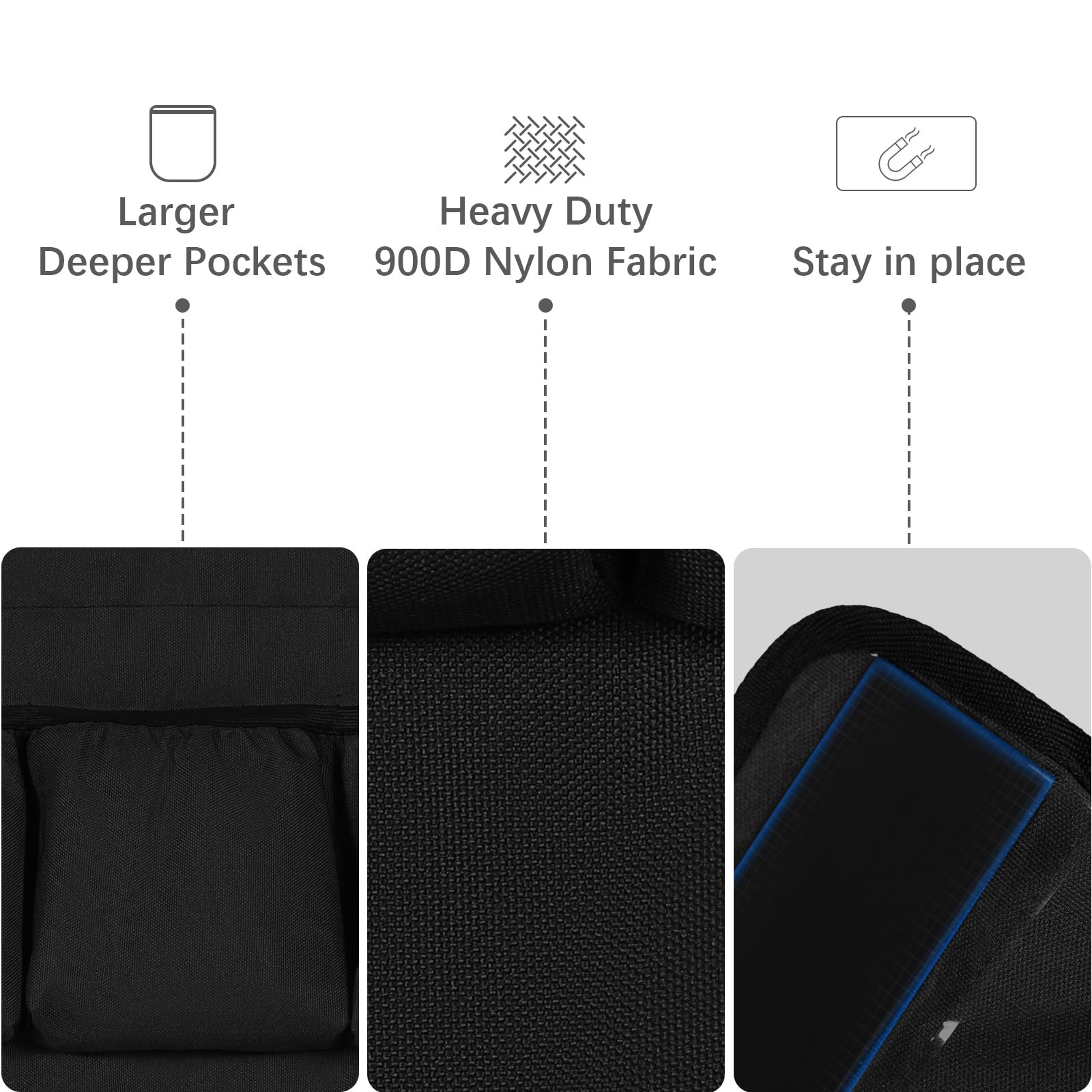WOMACO Mini Fridge Organizer - Adhesive Storage Caddy For Dorm, Apartment, Kitchen (Black)